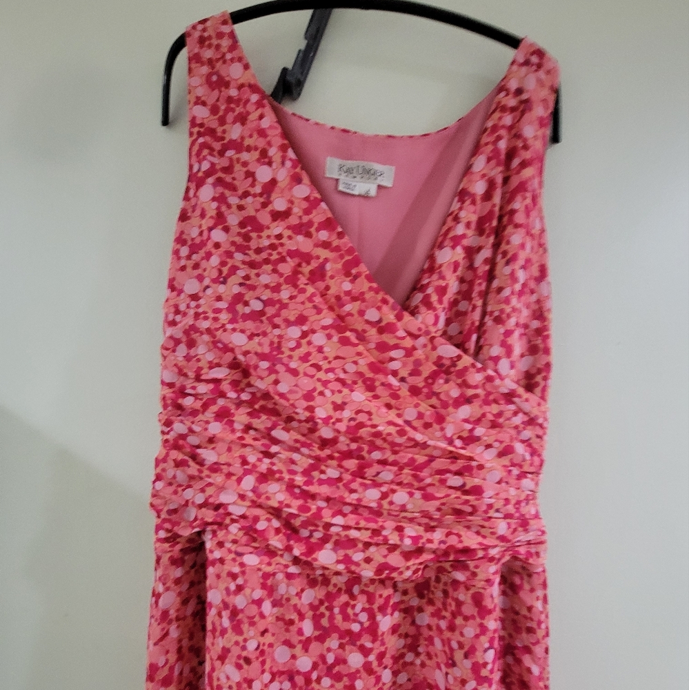 KAY UNGER Semi Formal layered floral dress sharkbite hem 14 $298 - Picture 4 of 8